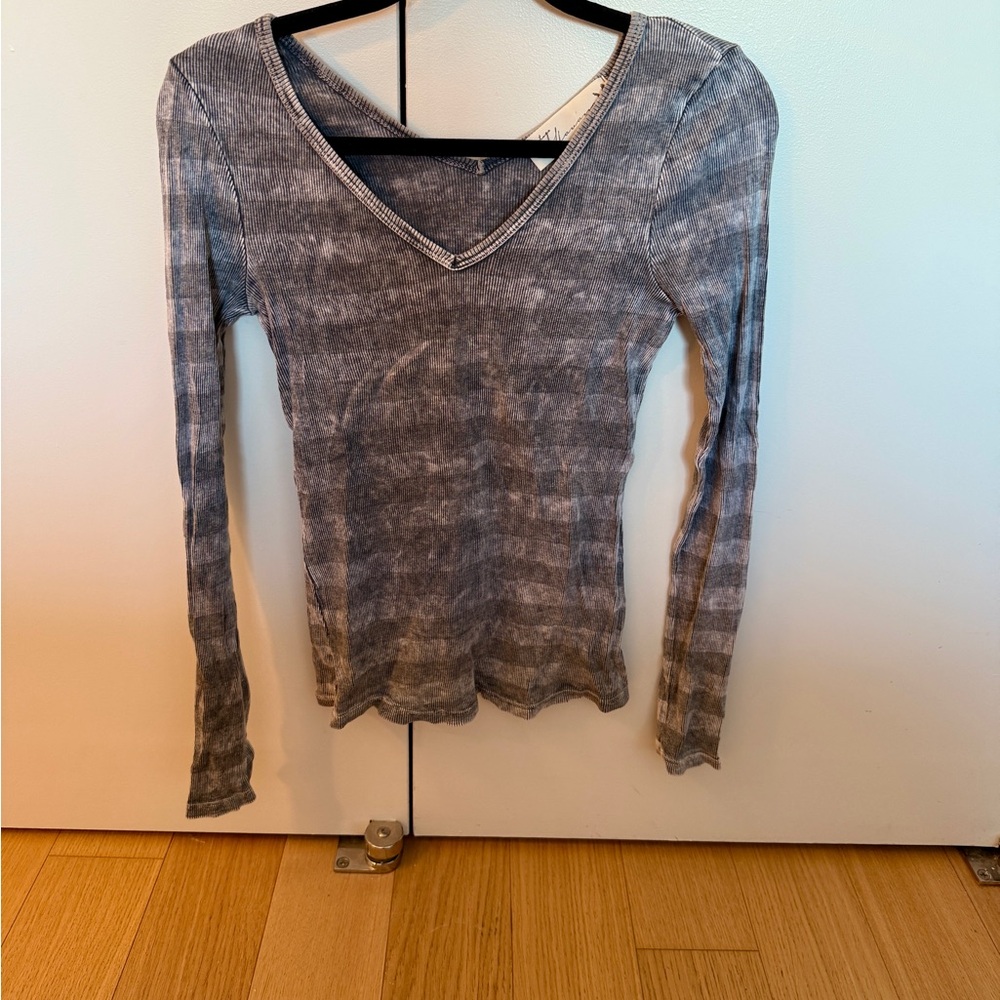 Vintage Havana Charcoal Striped Long Sleeve Top